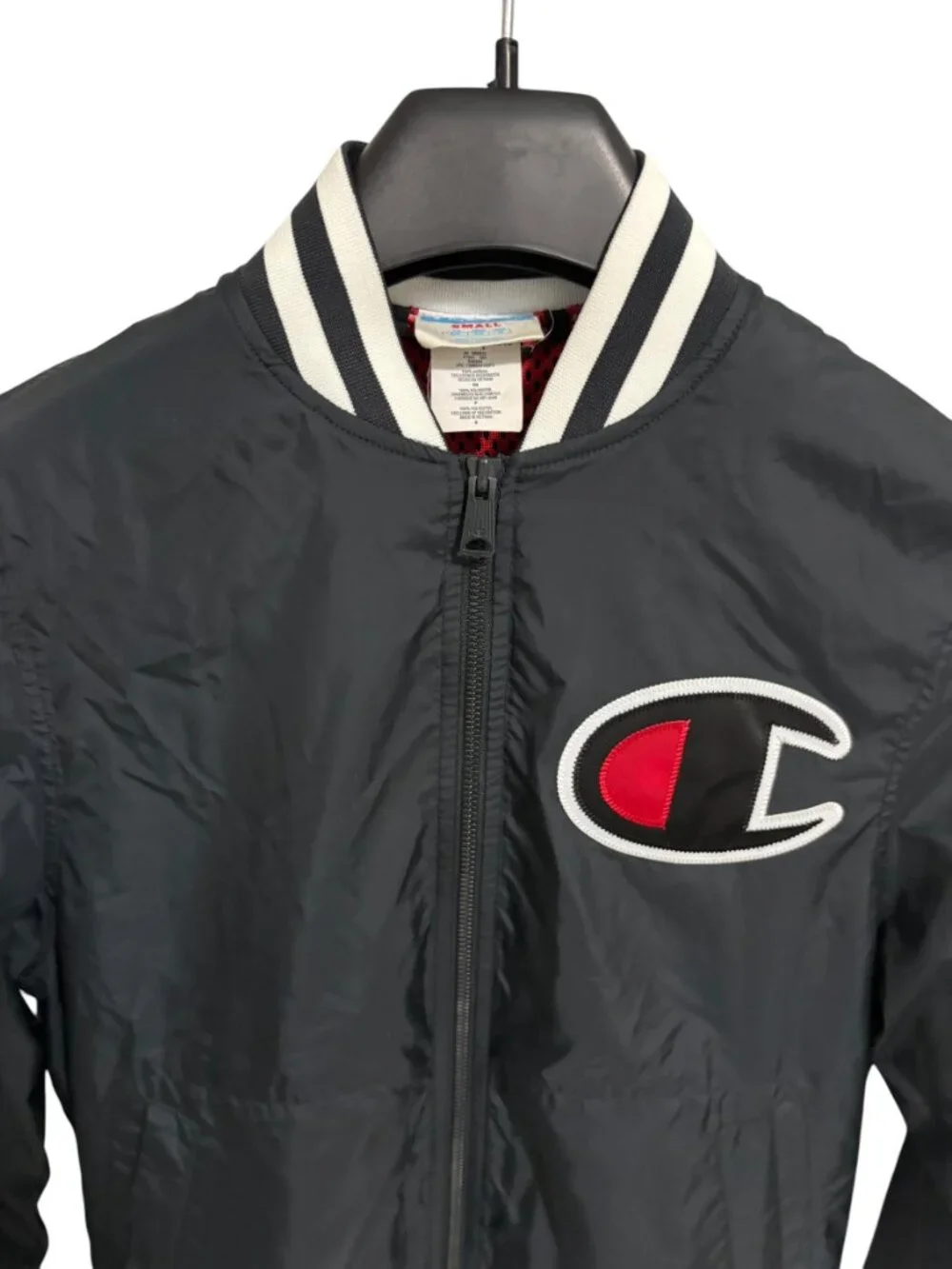 Champion Full Zip Jacket Mens Size Small Navy Blue Logos Mesch Lined